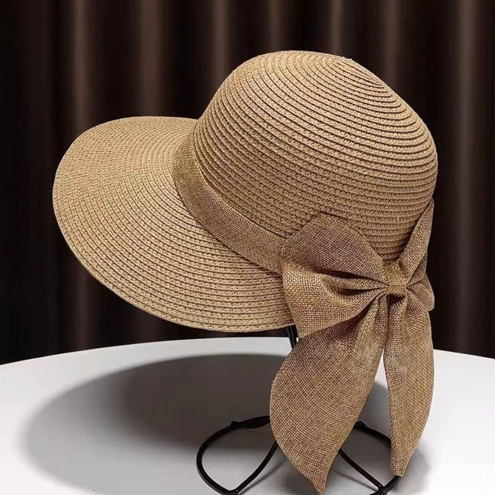 Bucket Hat Straw - Czapka przeciwsłoneczna z kokardą lato oddychająca