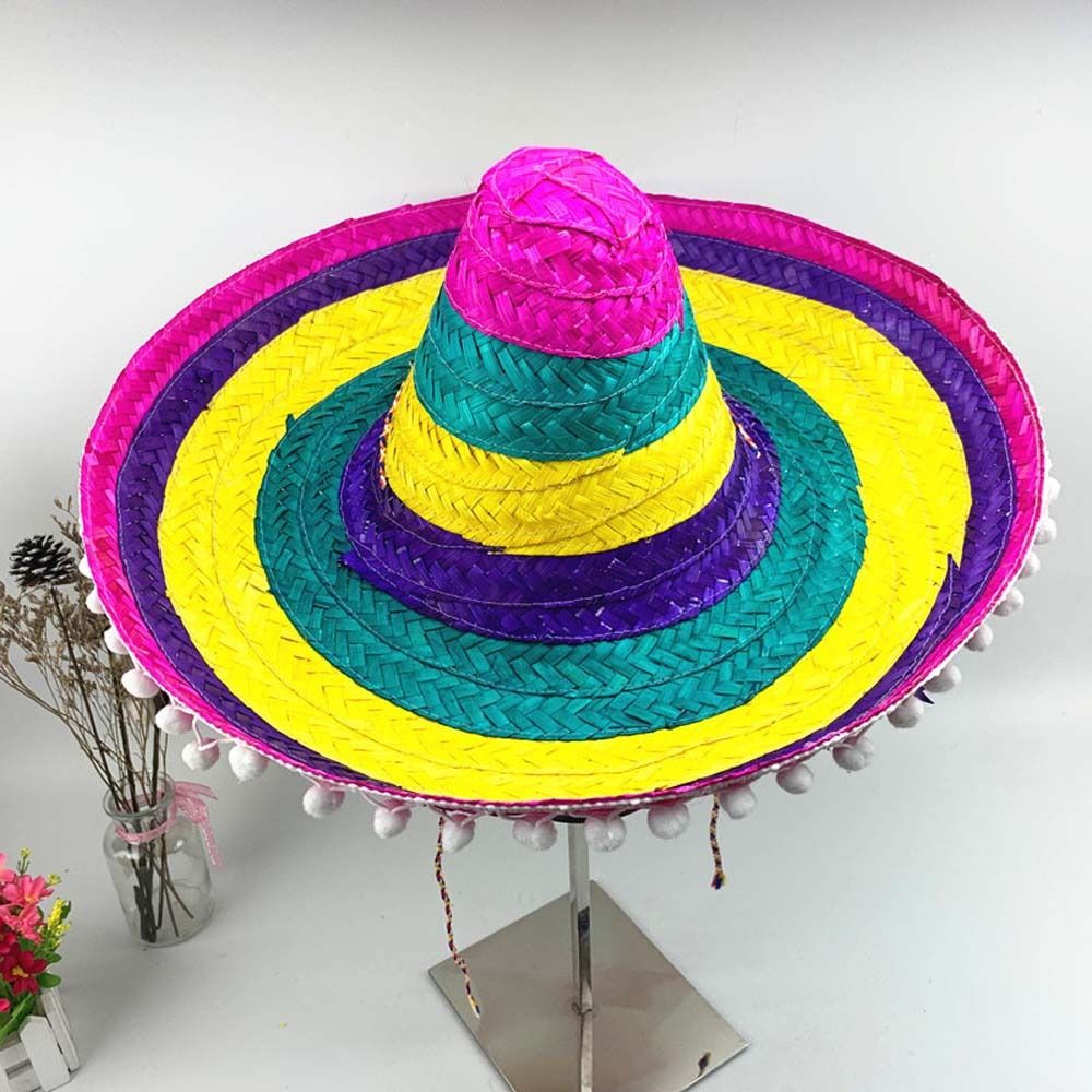 Bucket Hat Straw - Szerokie rondo, meksykański kapelusz na imprezę,